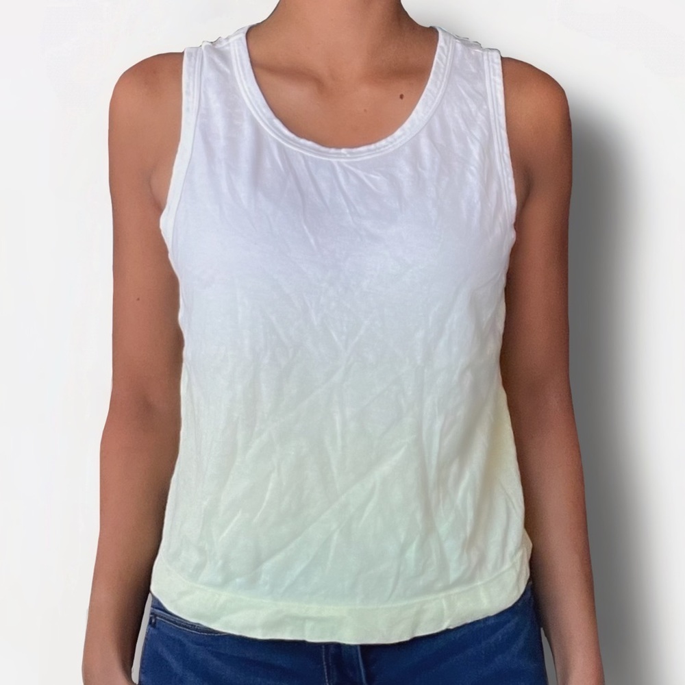 Abound tank top in a small, ombré color from white to yellow, with side cutouts